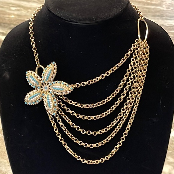 Banana Republic Jewelry - Banana Republic statement necklace layered chain floral gold star